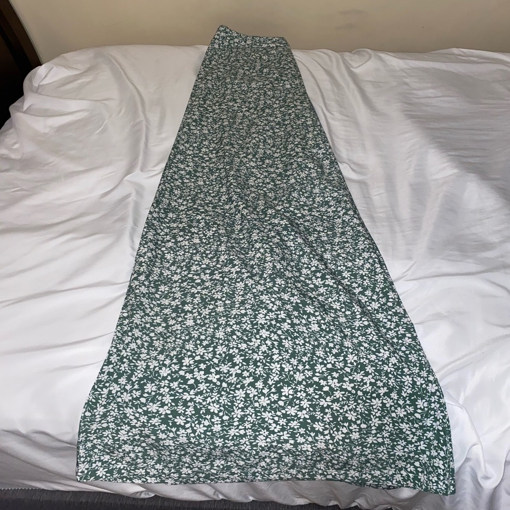 Shein medium floral green wide leg pant